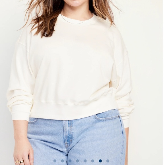 NWT OLD NAVY Drop-Shoulder Cropped Sweatshirt Color: Sea Salt  SIZE X-LARGE - Picture 7 of 9